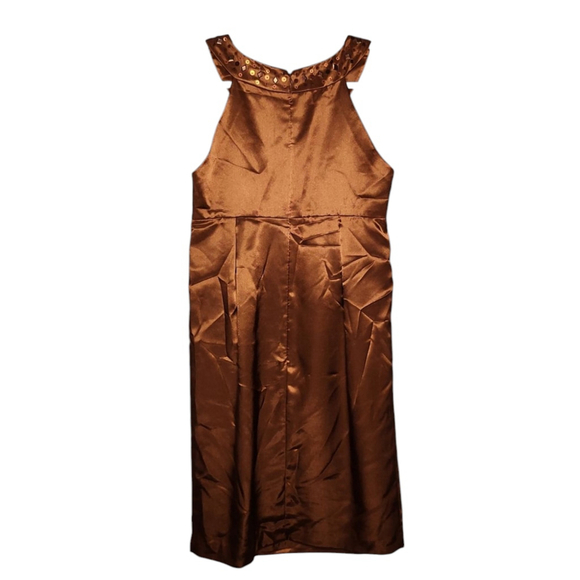 Women's London Times Dress, Size 4, Coppery Brown Satin - Picture 2 of 5